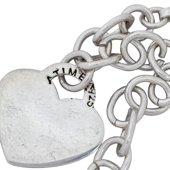 Estate Sterling Silver 925 Heart Charm Link Bracelet 7" - Picture 5 of 7